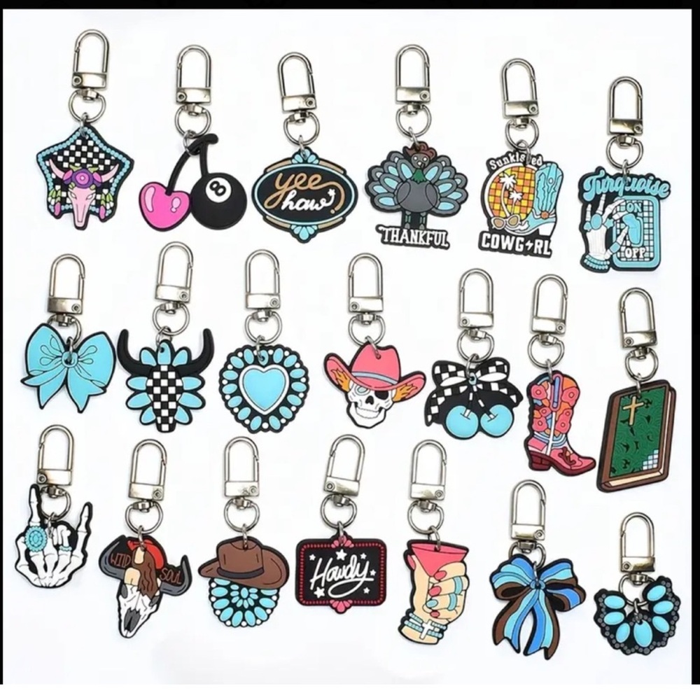 Colorful Western-Themed Key & Bag Charms 5 pack
